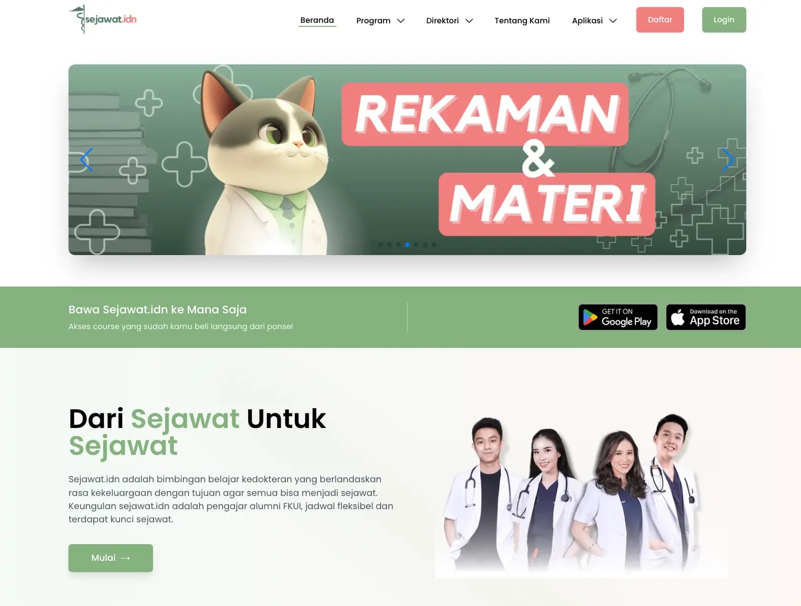 Sejawat.idn Medical Examination System Dashboard Screenshot